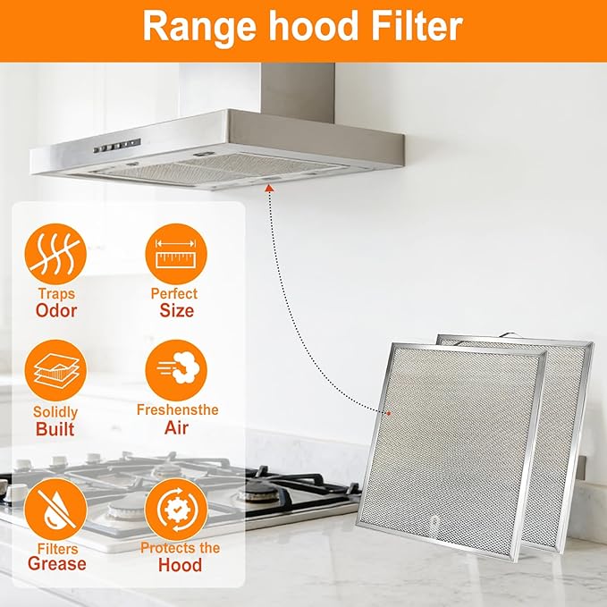 Stove Hood Vent Filter 11-1/4" x 11-3/4" BPQTAF S99010316 Compatible with Broan Range Hood Filter Replacement - 2 Pack
