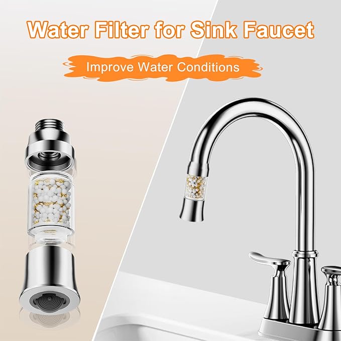 6 Pcs Faucet Water Filter Replacement Cartridges - Water Softener Filters Beads for Hard Water - Remove Chlorine - Improve Water Conditions - Filter Cartridge for SUPAFA Pull Down Faucet Head