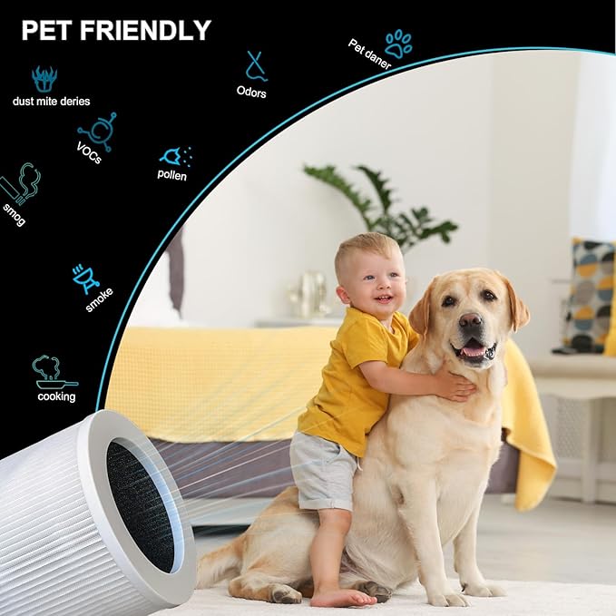 A1 Replacement Filter, Compatible with Vewior A1 Air Purifier HQSC-50, HQKJ-80 and AMEIFU AP01W, KOIOS HQKJ-50 Air Purifier, 3-in-1 True HEPA Replacement, H13 True HEPA fILTER, 2-PACK