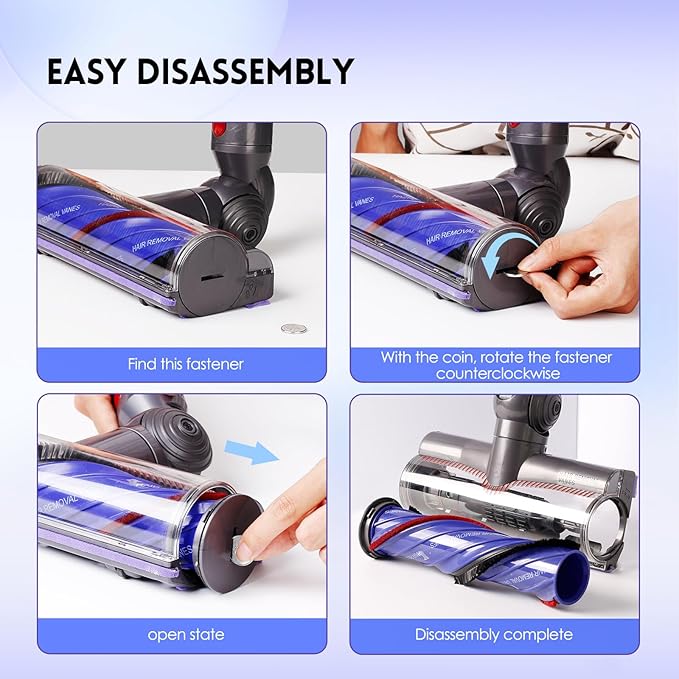 Upgrade Anti-Tangle Replacement Vacuum Head Compatible with Dyson V8, Cyclone V10,V11,V15 Cordless Vacuum Cleaners, Suitable for Thin Carpets, Hardwood Floor