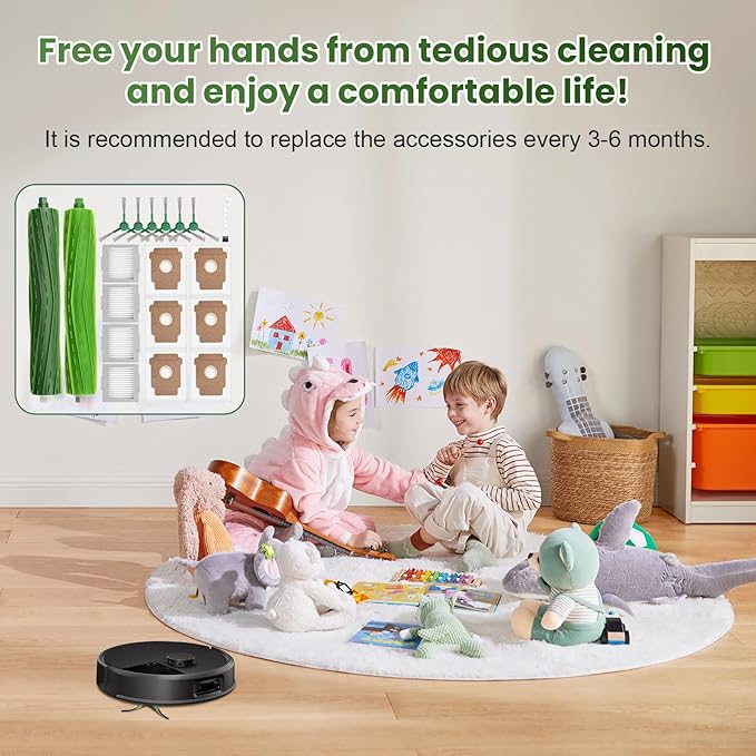 19 Pcs Accessories Kit Compatible with iRobot Roomba Max 705 Vac/Plus 504 Vac Robot Vacuum, Replacement Parts Include 2 Main Brushes, 6 Dust Bags, 4 Filters, 6 Side Brushes, 1 Cleaning Tool