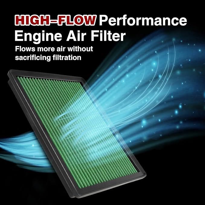 High Performance Engine Air Filter Washable & Reusable Increase Power Compatible with 1999-2020 GMC: Escalade, Avalanche, Cheyenne, Silverado, Suburban, Tahoe, Sierra, Yukon