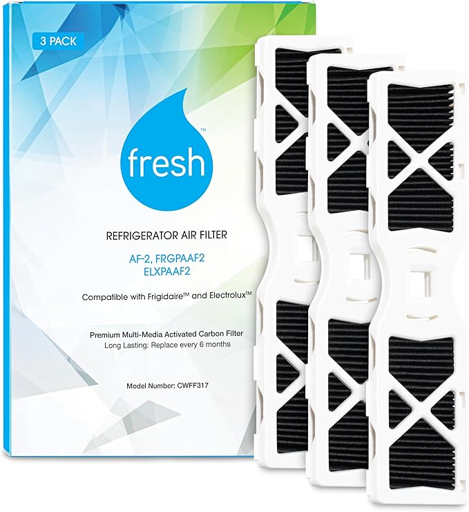 FRESH AF-2 Refrigerator Air Filter Replacement for Frigidaire - Compatible with Models: FRGPAAF2, RAF-2, Electrolux ELXPAAF2 - Advanced Carbon Filter Technology - (3 Pack) Air filter by MIST