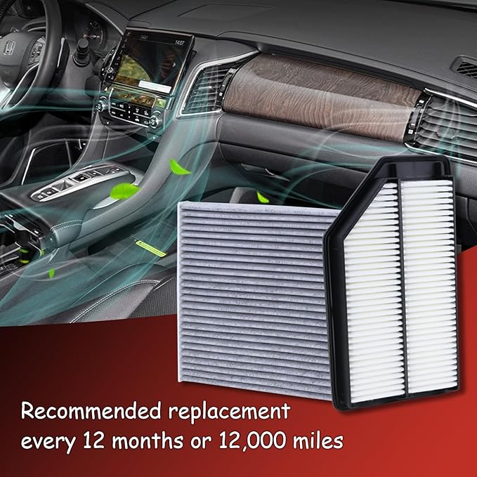 17220-RV0-A00 Engine Air Filter and 80292-SDA-A01 Cabin Air Filter kit Compatible with 2011-2017 Honda Odyssey 3.5L Replaces CA11042 A26153 CF10134 80292-SDA-407
