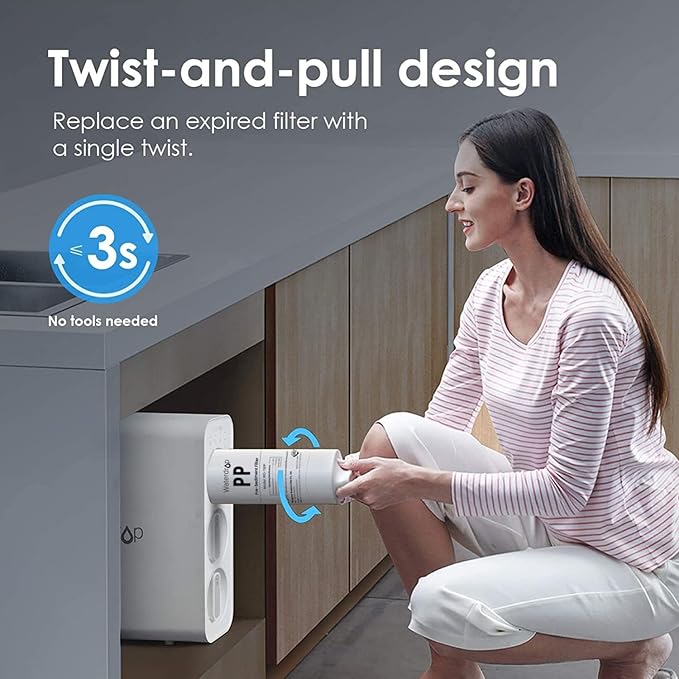 Waterdrop TSPP Under Sink Sediment Water Filter, Replacement TSU-W 3-Stage Ultra-Filtration Under Sink Water Filter System, 1 Pack