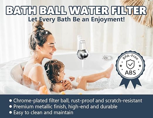 Bathtub Water Filter for Tub with Overflow,2,500 Gallons of Filtration,8 Stages Bath Filter,Remove contaminants,Chlorineand Fluoride,HardWater Softener,BPA Free(Upgrade Version),Chrome
