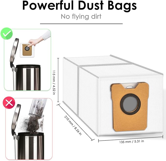 (9 Pack) Omni C20 C10 Replacement Dust Bags Compatible With Eufy Robot Vacuum Omni C20/ C10 Self Empty Station, Disposable Dust Bags for Robot Vacuum