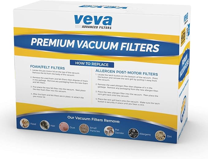 VEVA Premium Vacuum Filter Set with 6 Allergen, 6 Foam, 6 Felt Filters for Shark Rocket Vacuums Model HV319Q, 320, 321, 322, 324, 325 and UV330, 422