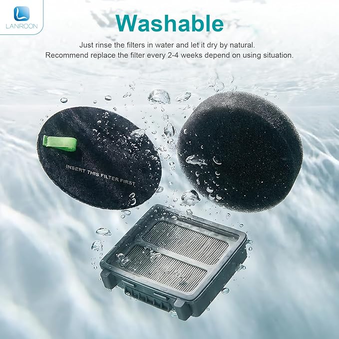 39883 Filters for Bissell Pet Hair Eraser 39883 3418 3774F 3409 3774 3774G 3775 3415 3404 3402 SurfaceSense Lift-Off Vacuums (2Filter+4Foam)