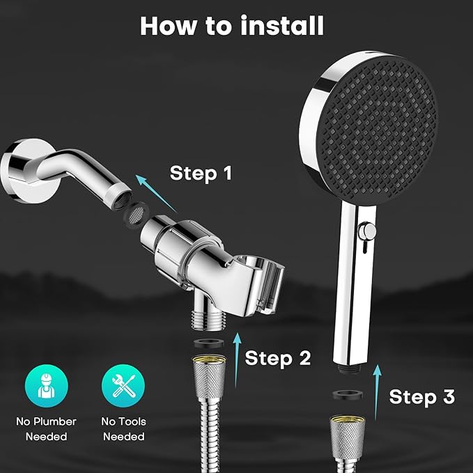 Filtered Shower Head with Handheld, High Pressure 4 Spray Mode Showerhead with Filters, Water Softener Beads for Hard Water with ON/OFF Switch for Pets (Chromium Silver, 5 Inch Panel)