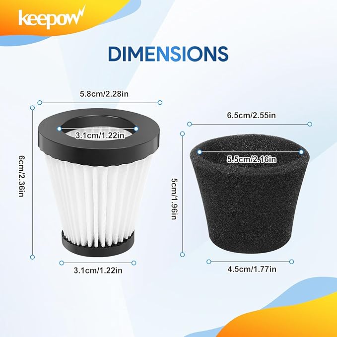 KEEPOW Style F117 Scorption Filter 2 Pack Compatible with Dirt Devil Scorpion Handheld Vacuum Cleaner SD20005RED, SD30025B, BD22025, Part# AD40117