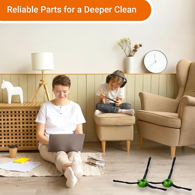 Black Side Brush Compatible for iRobot Roomba J7 J7+ J9 J9+J5 J5+ J6 J6+ J8 J8+ i5 i6 i7 i3 i4 i1 i2 e5 e6 Robotic Vacuum Cleaner Replacement Parts,6 Edge Sweeping Side Brush Accessories,Screw Driver