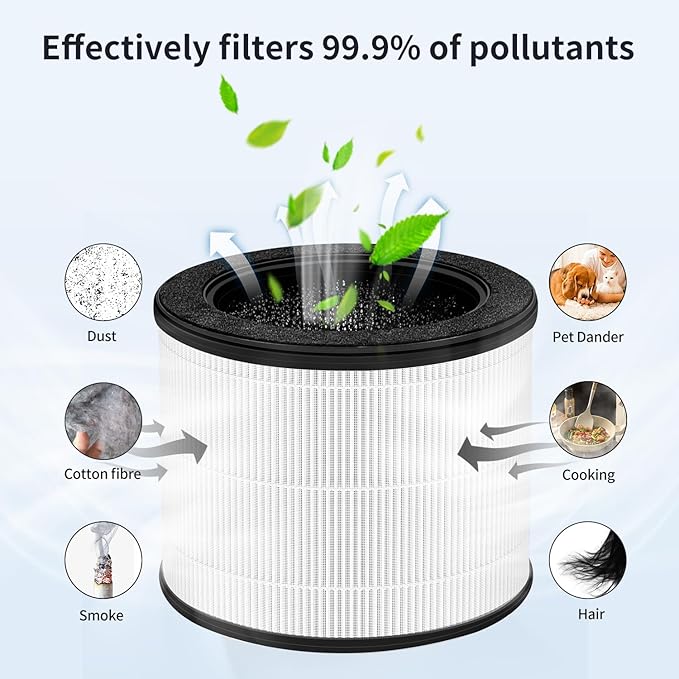 Air Filter Compatible with Coway Airmega 50 Air Purifier Replacement Filters, H13 Filter, Activated Carbon Filter, 2-Pack
