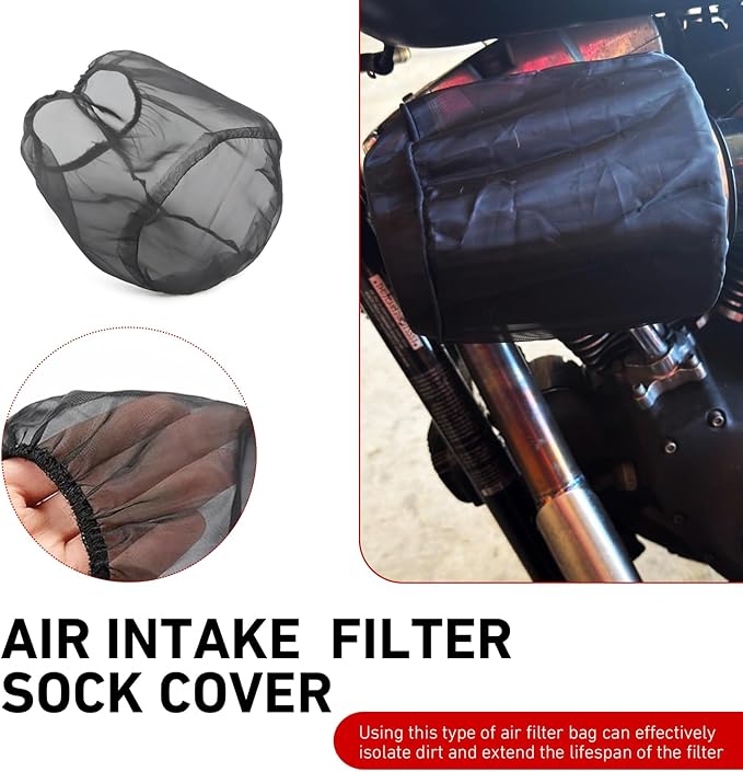 Car Air Intake Filter Sock Cover, Waterproof Dust-Proof High Flow Cold Air Filter Wrap, Cone Washable Element Protective Wrap Accessory, Universal for Most Cars (Small)