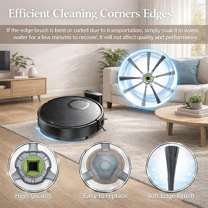 14Pack YUJINRU Replacement Parts Accessories Kit Compatible with UMMUND T7S Robot Vacuum.4 Mop Pads, 4 Filters, 6 Side Brushe