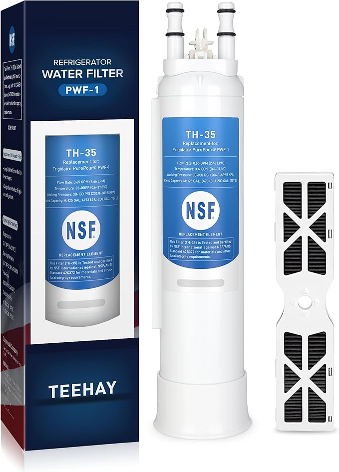 PWF-1 FPPWFU01 Water Filter & PureAir AF-2 FRGPAAF2 Air Filter Combo, Compatible with Frigidaire FRIGCOMBO6, FRFC2323AS, FRFG232LAF, FRFN2823AS, FRFS2823AD, FRFS2823AS, FRFS2823AW, 1 Combo