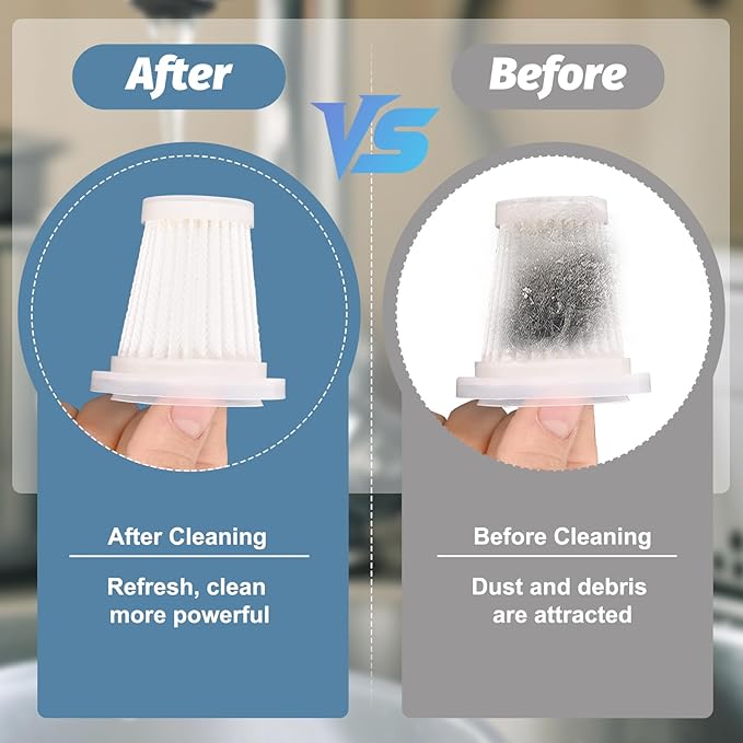 4-Pack Vacuum Filter Replacement, Washable and Reusable Handheld Vacuum Filter, Original 4 HEPA Filters Adapted to HL Series Handheld Vacuum Cleaners