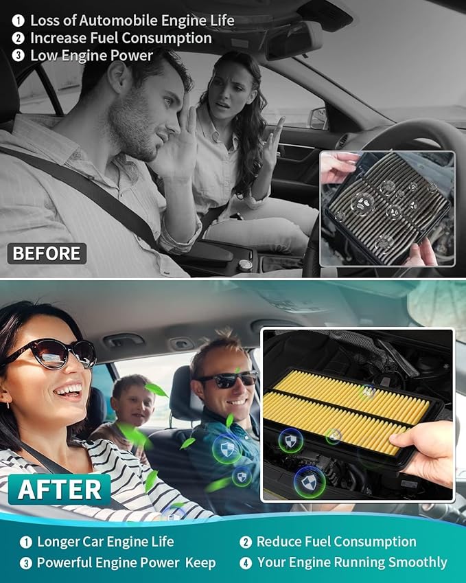 Cartist 2-Pcs CA11477 Engine Air Filter Fits for Honda Accord V6 (2013-2017), Acura TLX V6 (2015-2020) Accessories Automotive Air Filters Replacement