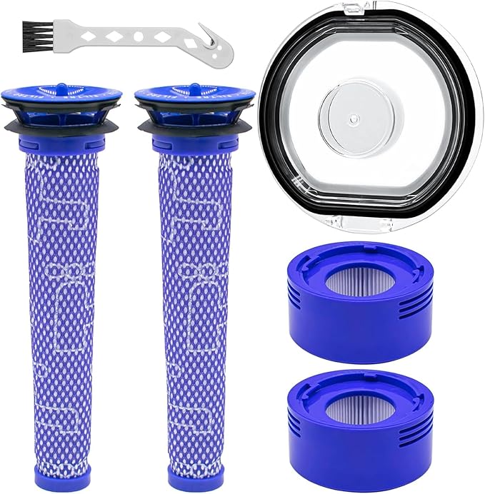 ilovelife Dust Bin Lid & 2 Post & 2 Pre Filters Replacements for Dyson V7 V8 Animal Absolute Motorhead Cordless Stick Vacuum Cleaner,V7 V8 Accessories Replacement Parts