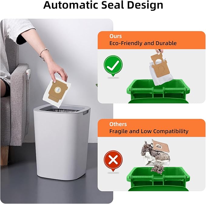 14 Pack Replacement Vacuum Bags Compatible with iRobot Roomba Q0520, 104/105 Combo, Plus 405/504/505 Combo, Max 705 Vac Clean Base Automatic Dirt Disposal Bags