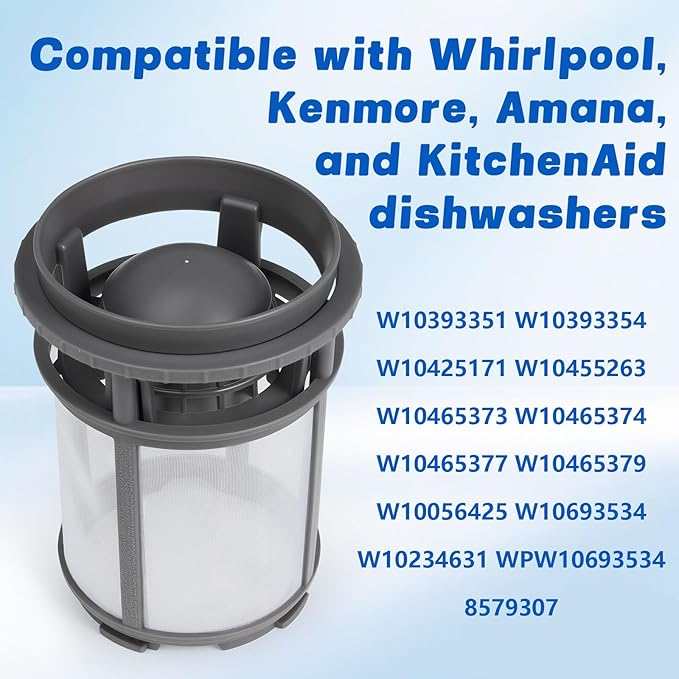 W10872845 Dishwasher Pump Filter Cup Replacement - Compatible with Whirlpool Kenmore Amana KitchenAid Dishwashers - Replaces Parts W10056425, W10056426, W10142911, AP6030094, 8579307 (2025 Upgraded)