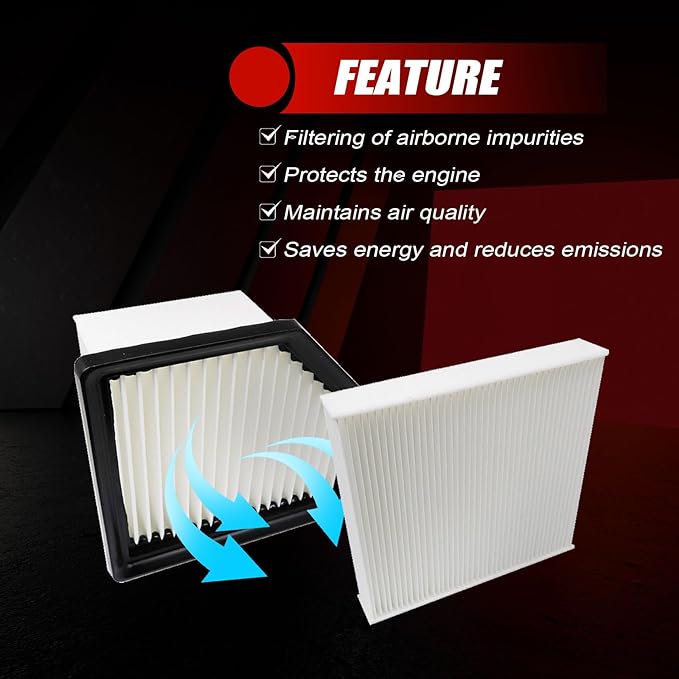 FZJDSD Engine Air Filter & Cabin Air Filter Combo Set 16546-6RA0A 27277-6RC0A Compatible with Nissan Rogue 2021 2022 2023