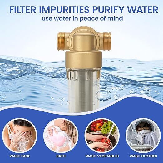 Solimeta 360° Mountable Spin Down Sediment Water Filter with Two 3/4" Push-to-Connect Fittings, 50 & 100 Micron