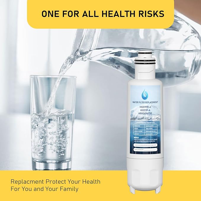HX2019F-A HX2019FR-A Water Filter Replacement, Compatible With Hisense HRM260N6TSE, HRFD560SW, HRCD585BW, HRFD634BW, HRCD650BW, HRCD586TBWB and Mora MRM260N6TSE