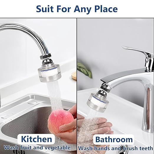 14 Pcs Sink Water Filter with Filter Elements Set, Universal Sink Faucet Filter 360°Rotating,Tap Water Filter Removes Fluoride Hard Water,Faucet Filter Faucet Extender for Home Kitchen Sink