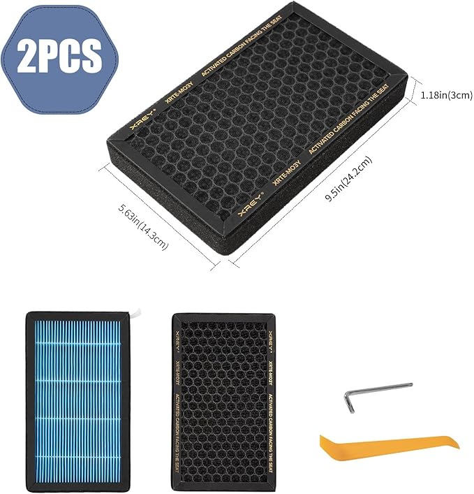 2-Pack Tesla Model 3/Y HEPA Cabin Air Filter Replacement (2016–2026), H13 True HEPA Activated Carbon Replacement for Model 3 Model Y, Odor-Free, Easy Install