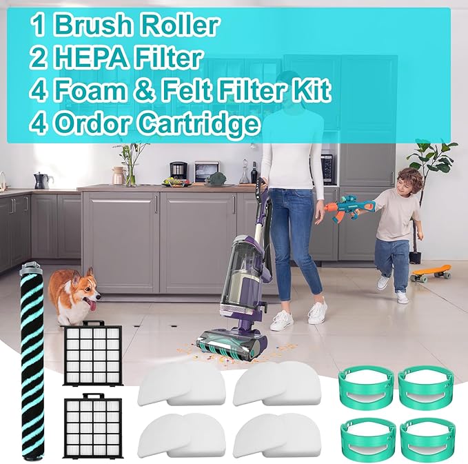 AZ4002 Replacement filter for Shark Detect Pro Max Upright Vacuum AZ4000 AZ4002 AZ4000C - 1 PACK Brush Roller + 2 PACK HEPA Filters+ 4 PACK Foam & Felt Filters