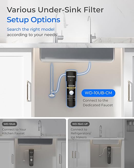Waterdrop 10UB-CM Under Sink Water Filter (Include: System+ ๐
๐๐ฎ๐๐๐ญ) for 99% Chloramine Reduce- Ideal for California, Florida and Washington- NSF/ANSI 42 Certified- ๐ฐ๐ข๐ญ๐ก ๐
๐๐ฎ๐๐๐ญ