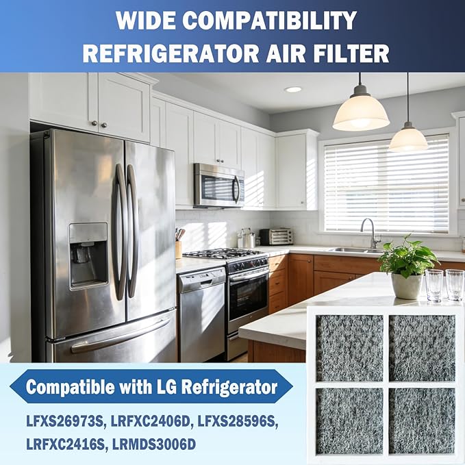 3 Pcs Refrigerator Air Filter Fits for LG LFXS26973S, LRFXC2406D, LFXS28596S, LRFXC2416S, LRMDS3006D Refrigerator Replacement Part