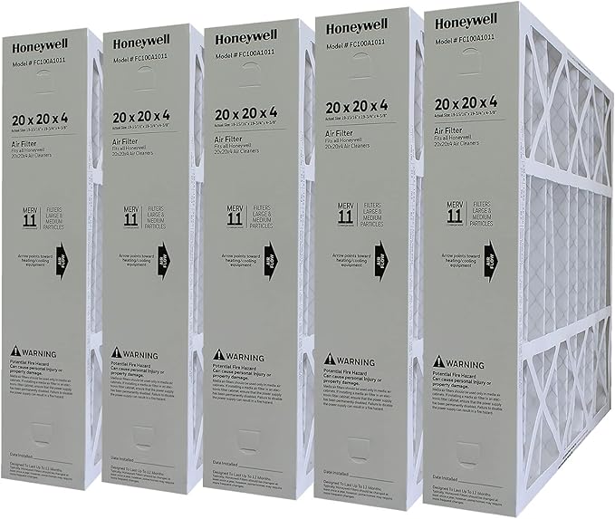 Honeywell FC100A1011 Replacement Media Air Furnace Filter, MERV 11, 20 x 20 x 4.5 in, 4 Packages