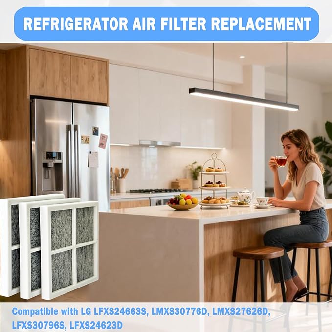 3 Pcs Refrigerator Air Filter Replacement Compatible with LG LFXS24663S, LMXS30776D, LMXS27626D, LFXS30796S, LFXS24623D