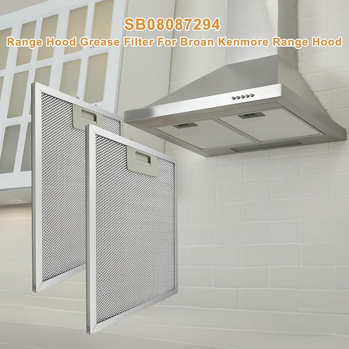 SB08087294 Range Hood Grease Filters Replacement For Broan Kenmore Range Hood Vent Filter RM523004 RM524204-2 Pack 11.73 x 9.4 x 0.39 Inches