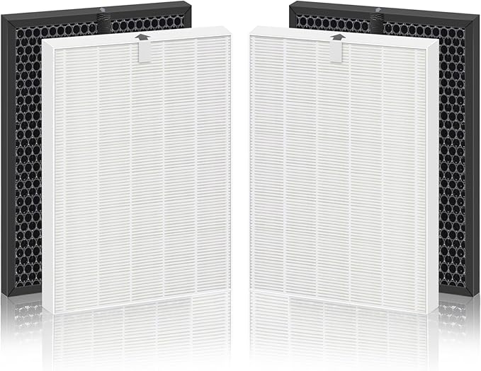 5520 5510 Replacement Filter Set Compatible with Winix 5510 and 5520 Air Cleaner Purifiers, H13 True HEPA, High-Efficiency Activated Carbon Filters, 2 HEPA + 2 Carbon Filter Q – 1712-0123-00