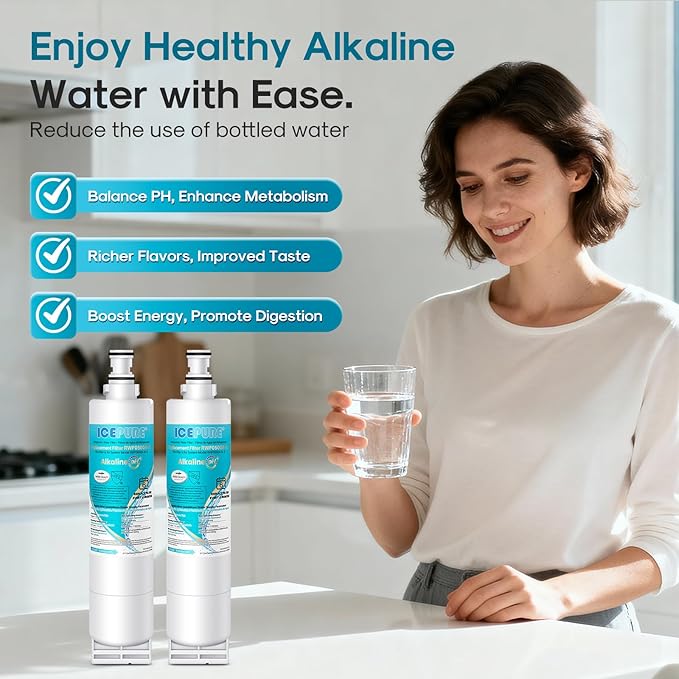 ICEPURE Alkaline 4396508 Refrigerator Water Filter Replacement for EDR5RXD1, EveryDrop Filter 5, Whirlpool 4396510, 4392857, 4396547, 9085, NL300, LC400V, PNL240V, WF-NLC240V WF285, Enhances PH, 5Pack