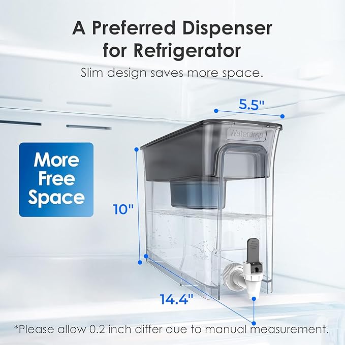 Waterdrop Electric Water Filter Pitcher, Rechargeable 200-Gallon Water Dispenser& Waterdrop Slim Alkaline Water Filter Dispenser
