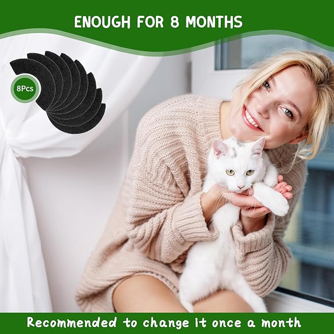 8 Pack 0.5 in Thickness Carbon Filters Compatible with Model 4, Cat Litter Box Filters Replacement to Absorb Odors Control Damp from Pets and Keep Home Fresh