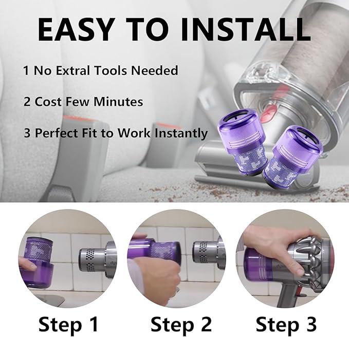 Improvedhand Filter Replacements for V11 Animal, V11 Torque Drive Detect Cordless Vacuum, Replace Part # 970013-02 (3Pack)