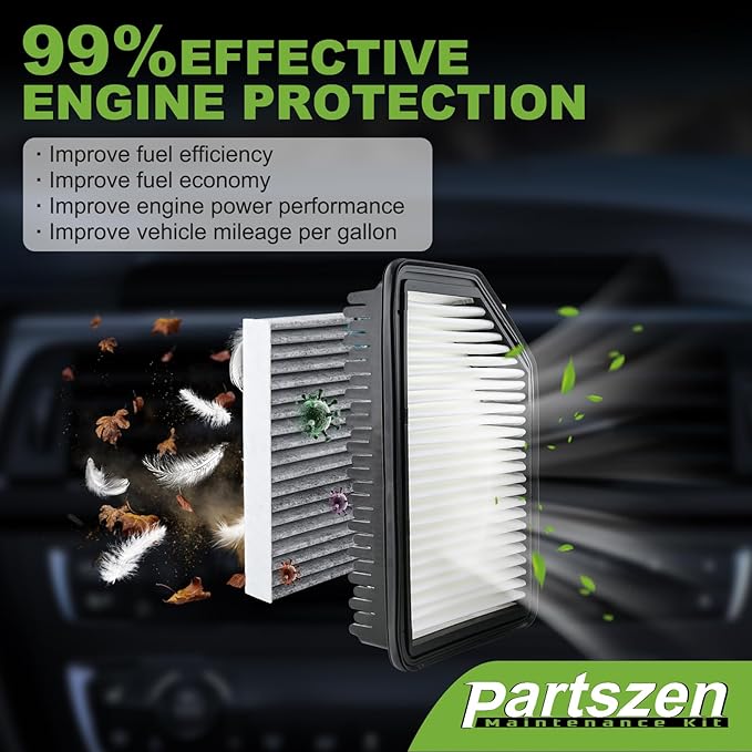 CF12002 Activated Carbon Cabin & Engine Air Filter Fit for Kia Soul L4 1.6L 2.0L 2014-2018 Replace CA11206 28113-1R100