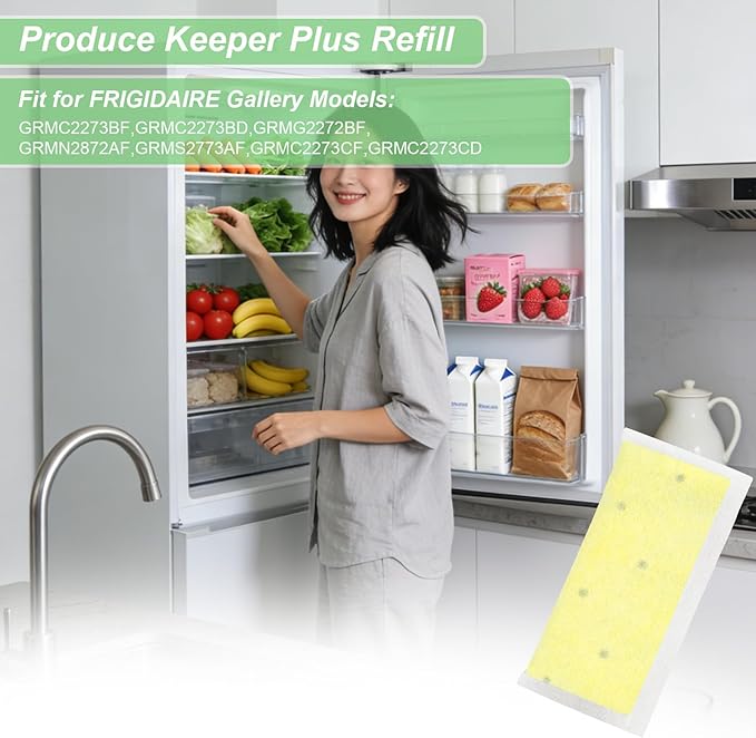 6 PK-2 Produce Keeper Refill Filters – Compatible with Frigidaire Gallery GRMC2273BF, GRMC2273BD, GRMG2272BF Refrigerator Produce Keeper