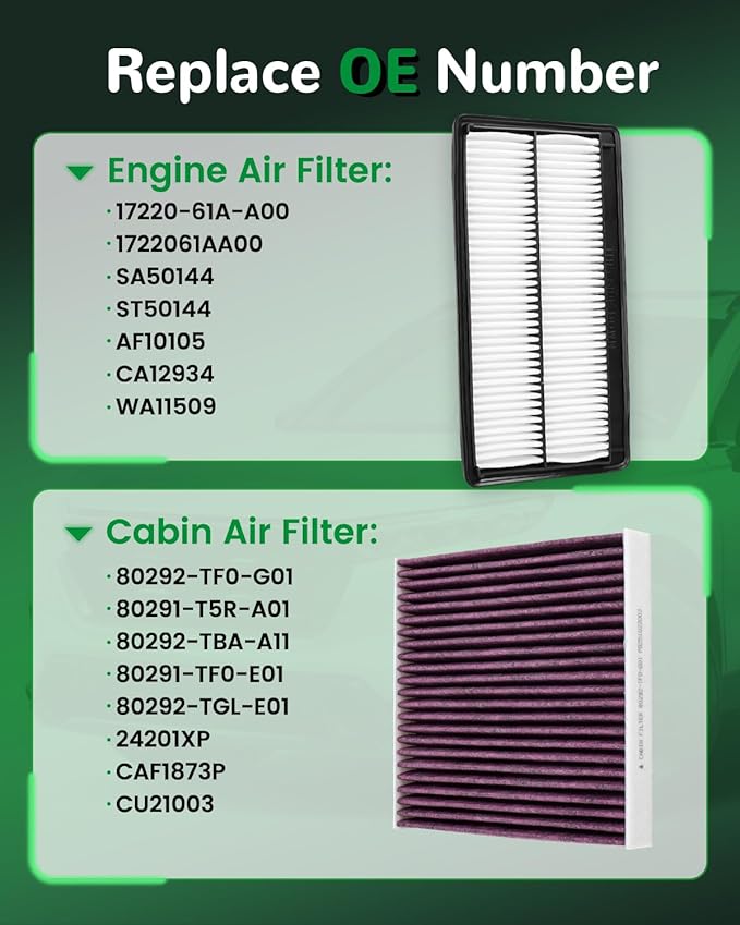 Engine Cabin Air Filter for Pilot 2023 2024 2025 3.5L,MDX 2022 2023 2024 2025 3.5L,Replace 1722061AA00, 80292TF0G01 (Not for 3.0L)