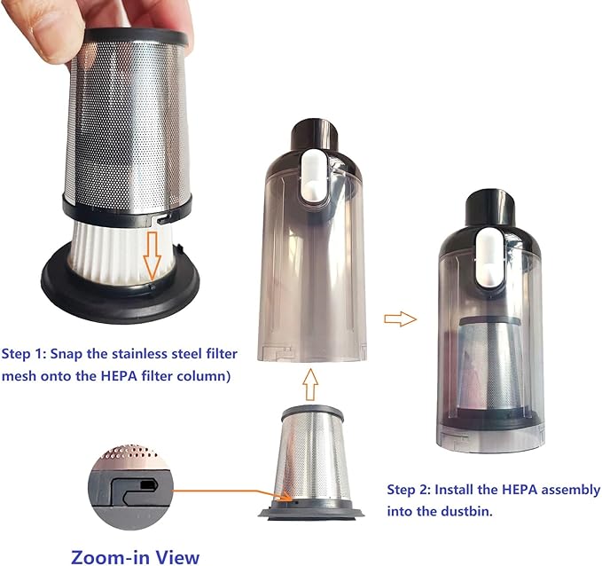 4pack Hepa Filters Replacement Compatible with MONOZEL VC026 Cordless Handheld Vacuum, Washable Filters Works with SWMRDN VC007, dormzie VC029, SIMWAL SV01 and Jahy2Tech Handheld Vac etc.