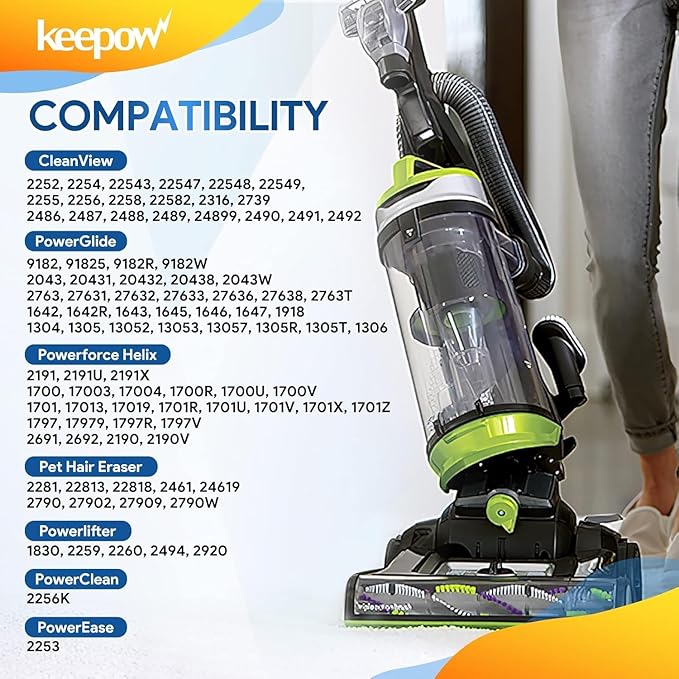 KEEPOW Vacuum Filter Compatible with Bissell Cleanview & PowerGlide Pet Upright Vacuum, Compare to Part #12141, 4 Pack (No Fragrance)