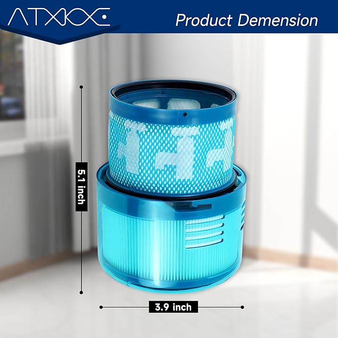 ATXKXE Gen5 Filter Replacement filter, Compatible with Dyson Gen5detect Absolute, Gen5outsize Absolute, Gen5detect Fluffy Cordless Vacuum Cleaner, 3 Pack Filters and 1 Clean Brush