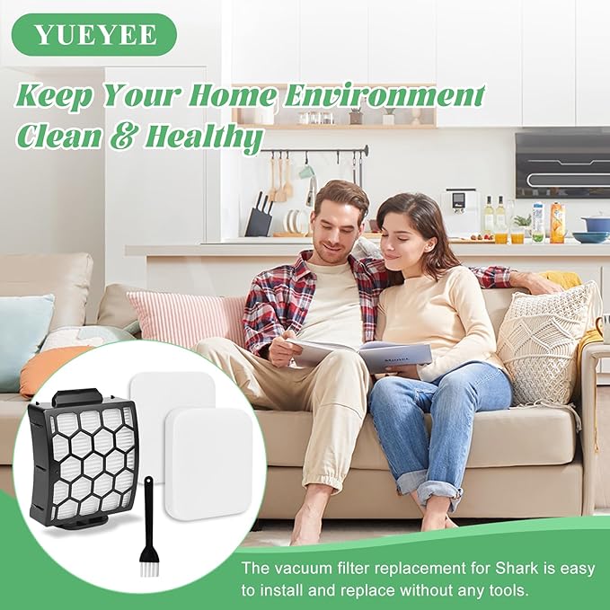 Filter Replacement for Shark UV850 UV900 UV950 LA492 Rotator Lift-Away ADV DuoClean PowerFins Upright Vacuum, Part XHF320 and XFFK602UKT, 4 Foam 2 HEPA
