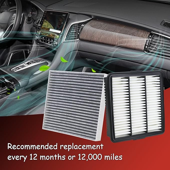 28113-AA100 Engine Air Filter and CF12820 Cabin Air Filter kit Compatible with 2021-2025 Hyundai Elantra 2022-2023 Elantra N 2024-2025 Kona Not For Hybrid Replaces CA12879 97133-L1000