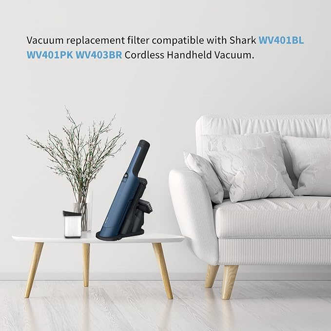 4 Pack Replacement Fabric Filter Compatible with Shark Cordless Handheld Vacuum WV410CO WV401BL WV410WH WV410PR WV401PK WV403BR WV410BL WV410GN WV410TL, Compare to Part XFFWV400